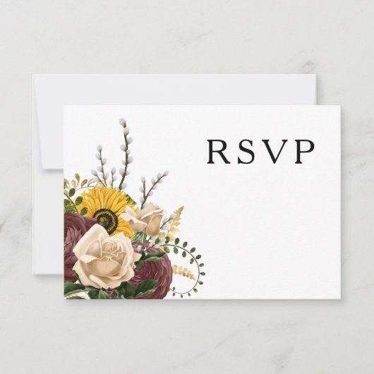 Elegant Floral Wedding RSVP Kaartje (Voorkant)