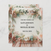 Elegant Floral Wedding Save The Date (Voorkant / Achterkant)