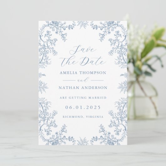 Elegant Floral Wedding Save the Date (Staand voorkant)