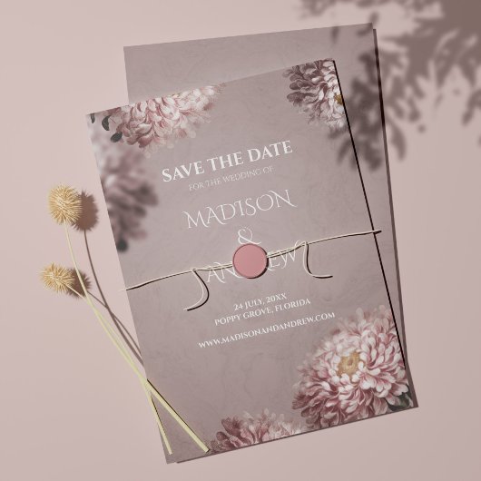 Elegant Floral Wedding Save the Date Kaart