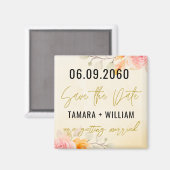 Elegant Floral Wedding Save The Date Non Photo Magneet (Voorkant / Achterkant)