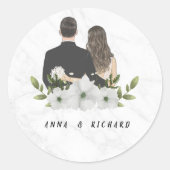 Elegant Floral Wedding Small Round Sticker (Devant)