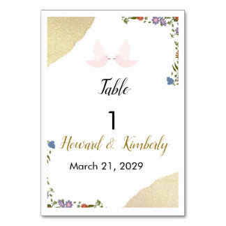 Elegant Floral Wedding Table Number Kaart
