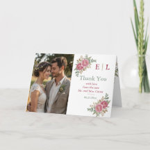 Elegant Floral Wedding Thank You Card