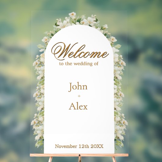 Elegant Floral Wedding Welcome Sign - Custom Made (Neutre)