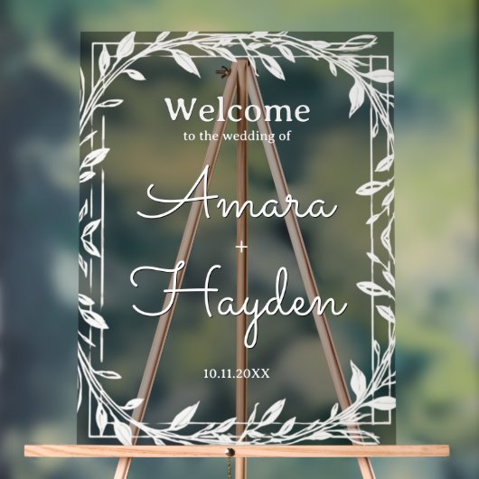 Elegant Floral Wedding Welcome Sign - Custom Made (Neutre)