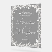Elegant Floral Wedding Welcome Sign - Custom Made (Angle)