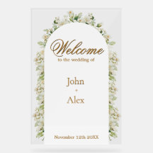 Elegant Floral Wedding Welcome Sign - Custom Made