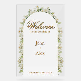 Elegant Floral Wedding Welcome Sign - Custom Made Acryl Bord