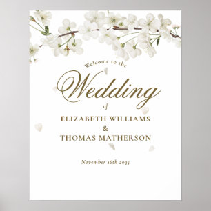 Elegant Floral Wedding White Blossom Welkomstteken Poster