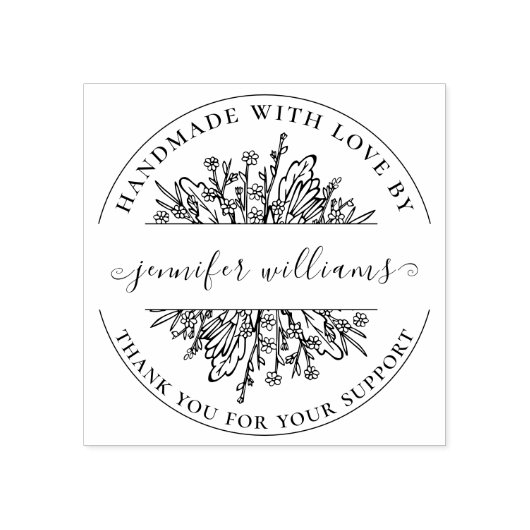 Elegant Floral Whimsical Script Handgemaakt met Lo Rubberstempel (Afrduk)