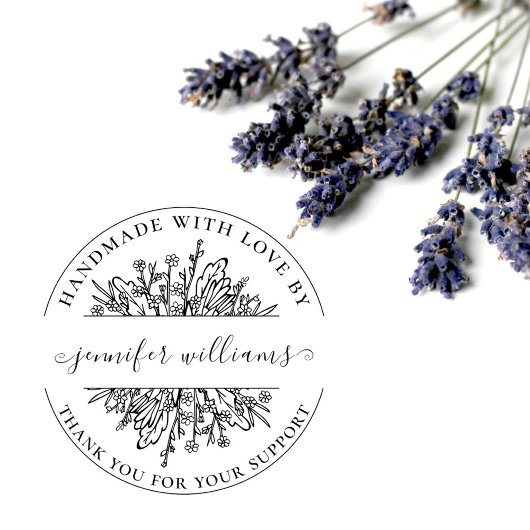 Elegant Floral Whimsical Script Handgemaakt met Lo Rubberstempel