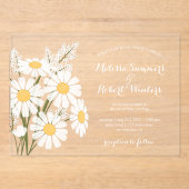 Elegant Floral White Daisies Bouquet Wedding Acryl Uitnodigingen (Voorkant)