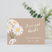 Elegant Floral White Daisies Dank je huwelijk Bedankkaart (Staand voorkant)