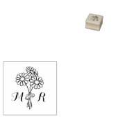 Elegant Floral White Daisies Monogram Wedding Rubberstempel (Gestempeld)