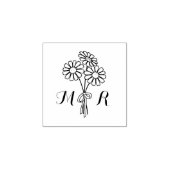 Elegant Floral White Daisies Monogram Wedding Rubberstempel (Afrduk)