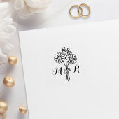 Elegant Floral White Daisies Monogram Wedding Rubberstempel