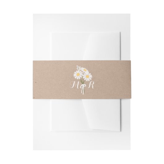 Elegant Floral White Daisies Monogram Wedding Uitnodigingen Wikkel (Voorkant Voorbeeld)