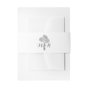 Elegant Floral White Daisies Monogram Wedding Uitnodigingen Wikkel