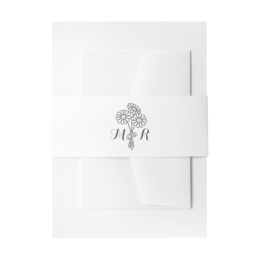 Elegant Floral White Daisies Monogram Wedding Uitnodigingen Wikkel (Voorkant Voorbeeld)
