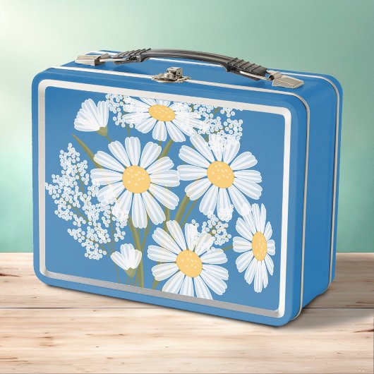 Elegant Floral White Daisies op blauw