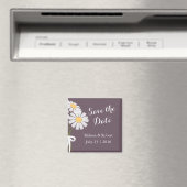 Elegant Floral White Daisies Save the Date Wedding Magneet (Insitu (Vaatwasser))