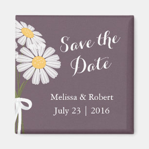 Elegant Floral White Daisies Save the Date Wedding Magneet