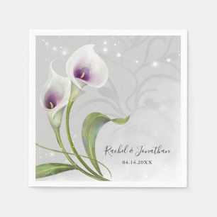 Elegant Floral White en Paarse Calla Lily Wedding Servet