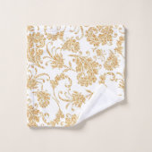 Elegant Floral White Gold Bad Handdoek (Wasdoekje)