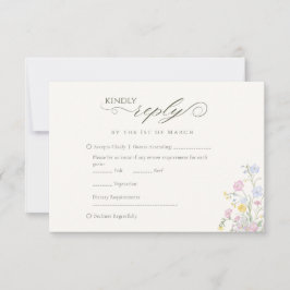 Elegant Floral Wildflower Calligraphy RSVP Kaartje