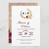 Elegant floral with Calligraphic text Invitation Kaart (Voorkant / Achterkant)
