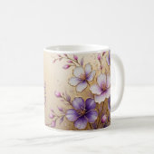 Elegant Floral Wooden Tray & Matching Mug Set (Devant droit)