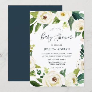 Elegant Floral Wreath Baby shower Invite Kaart