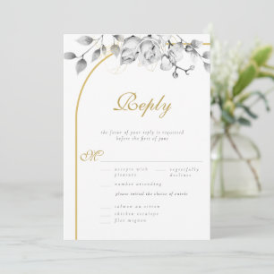 Elegant Floral Wreath Black White Wedding Meal