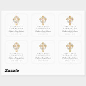 Elegant Floral Wreath Cross Girl Eerste Communie Vierkante Sticker (Vel)