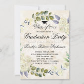 Elegant Floral Wreath Graduation Party Kaart (Voorkant)