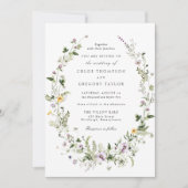 Elegant Floral Wreath Greenery Wedding Invitation Kaart (Voorkant)