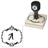 Elegant Floral Wreath Monogram Rubberstempel (Gestempeld)