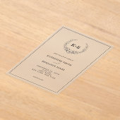 Elegant Floral Wreath Monogram Wedding Acryl Uitnodigingen (Laagn)