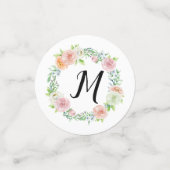 Elegant Floral Wreath Monogram Wedding Confetti (Kleine voorkant)