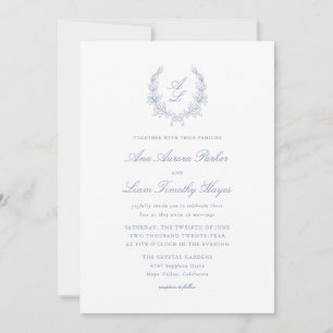 Elegant Floral Wreath Monogram Wedding Kaart