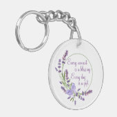 Elegant Floral Wreath Purple Flowers & Blessing Sleutelhanger (Voorkant Links)