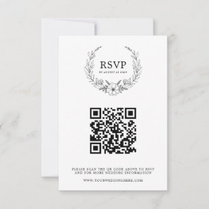 Elegant Floral Wreath Wedding RSVP Kaartje
