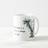 Elegant Floral Y Monogram Coffee Mug (Devant droit)