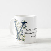 Elegant Floral Y Monogram Coffee Mug (Devant gauche)