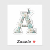 Elegant Floral Your Monogram A Vinyl Stickers (Feuille)