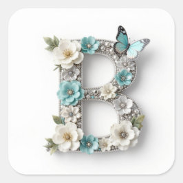 Elegant Floral Your Monogram B Paper Stickers