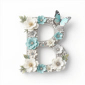 Elegant Floral Your Monogram B Vinyl Stickers (Recto)