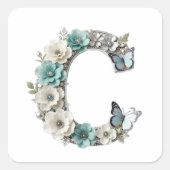 Elegant Floral Your Monogram C Paper Stickers (Devant)
