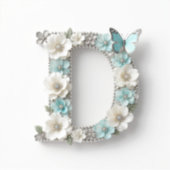 Elegant Floral Your Monogram D Vinyl Stickers (Recto)